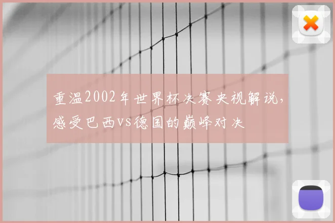 重温2002年世界杯决赛央视解说,感受巴西vs德国的巅峰对决
